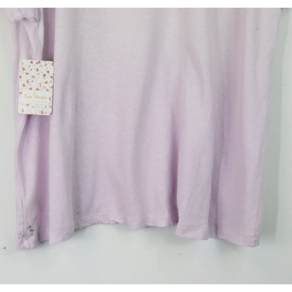 NWT Free People Lucky Distressed Oversized Pocket Crew Tee Shirt Lavender Medium - Picture 10 of 10